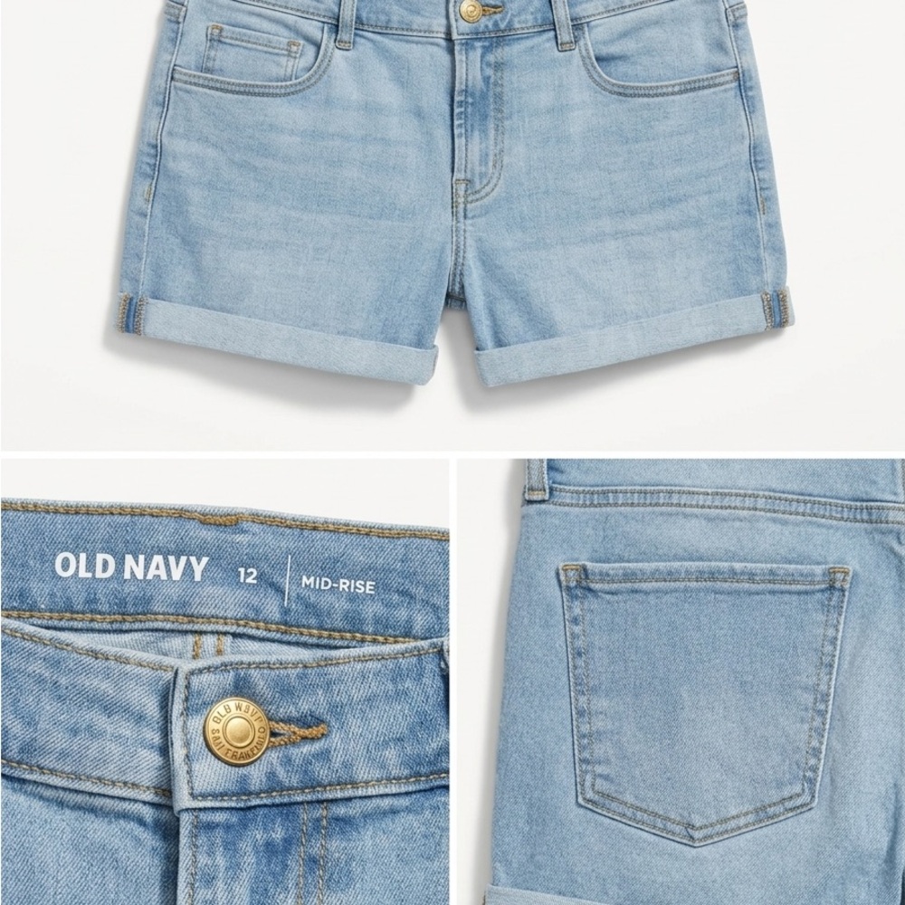 Old Navy Light Wash Denim Mid-Rise Cuffed Women's Shorts
